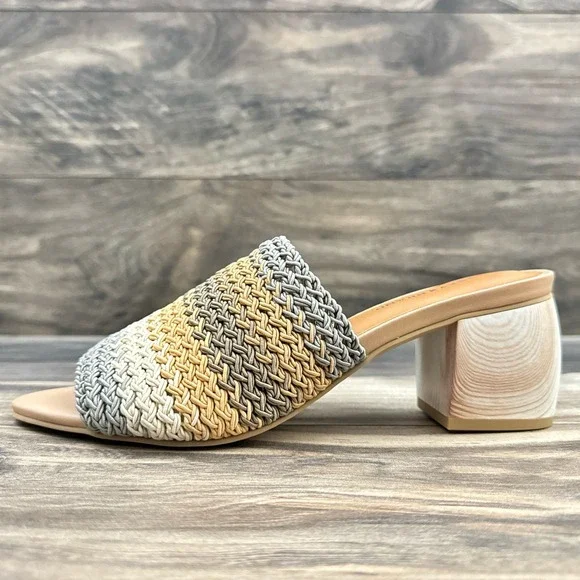 NIB Lucky Brand Nanssi 8.5M Multicolor Woven Crochet Mule Block Heel Sandals - Picture 6 of 12